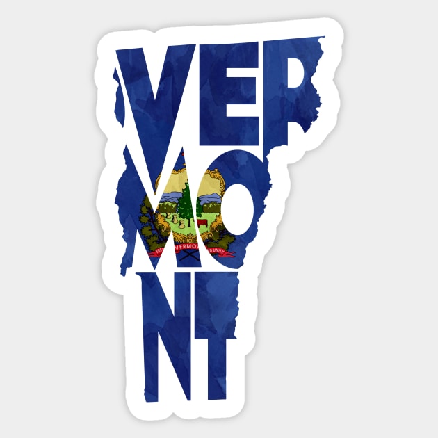 Vermont Typo Map Sticker by inspirowl